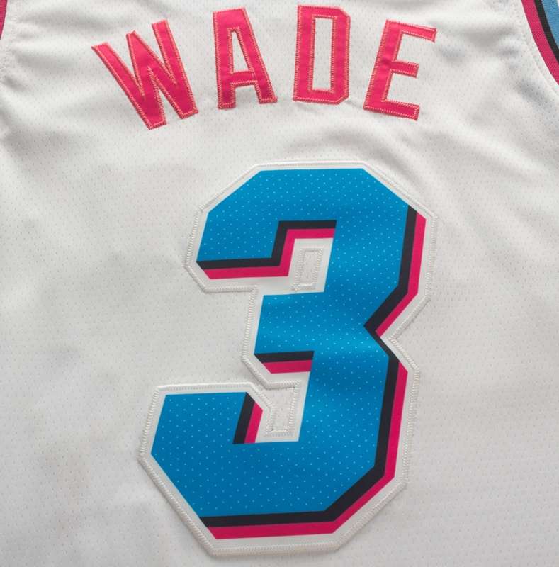 Miami Heat White #3 WADE City Basketball Jersey (Stitched)