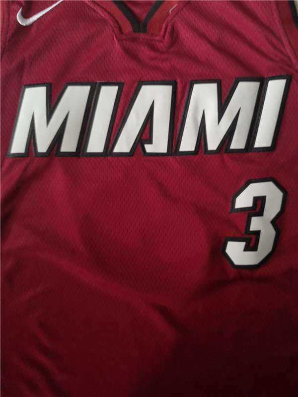 Miami Heat Red #3 WADE Basketball Jersey (Stitched)