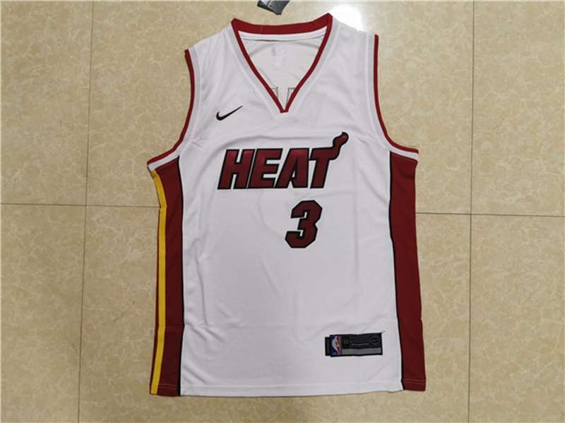 Miami Heat White #3 WADE Basketball Jersey (Stitched)