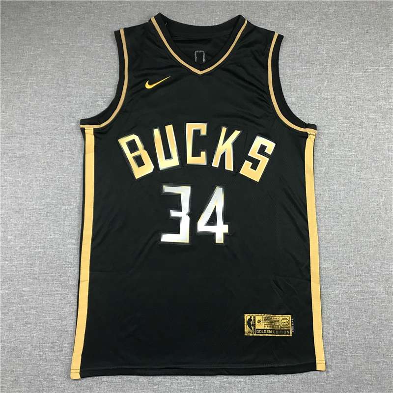 Milwaukee Bucks 20/21 Black Gold #34 ANTETOKOUNMPO Basketball Jersey (Stitched)