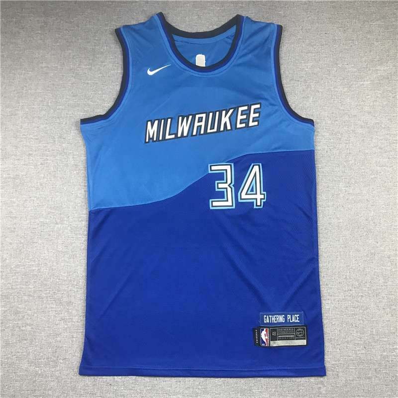 Milwaukee Bucks 20/21 Blue #34 ANTETOKOUNMPO City Basketball Jersey (Stitched)