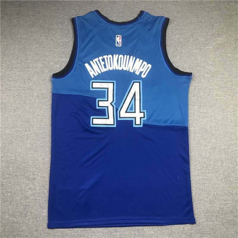 Milwaukee Bucks 20/21 Blue #34 ANTETOKOUNMPO City Basketball Jersey (Stitched)