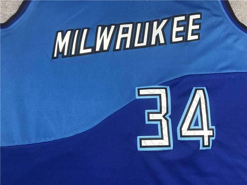 Milwaukee Bucks 20/21 Blue #34 ANTETOKOUNMPO City Basketball Jersey (Stitched)
