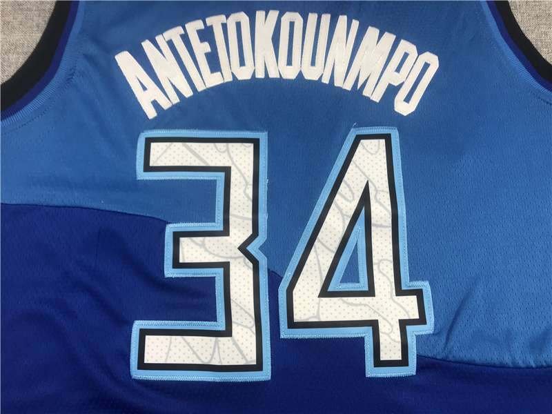 Milwaukee Bucks 20/21 Blue #34 ANTETOKOUNMPO City Basketball Jersey (Stitched)