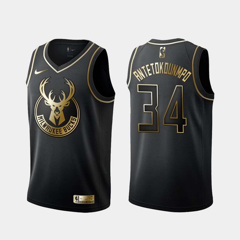 Milwaukee Bucks 2020 Black Gold #34 ANTETOKOUNMPO Basketball Jersey (Stitched)