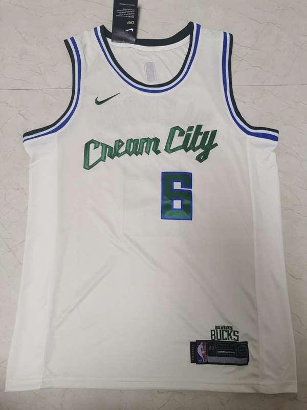 Milwaukee Bucks 2020 White #6 BLEDSOE City Basketball Jersey (Stitched)