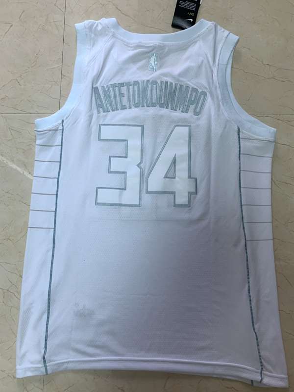 Milwaukee Bucks 2020 White #34 ANTETOKOUNMPO MVP Basketball Jersey (Stitched)