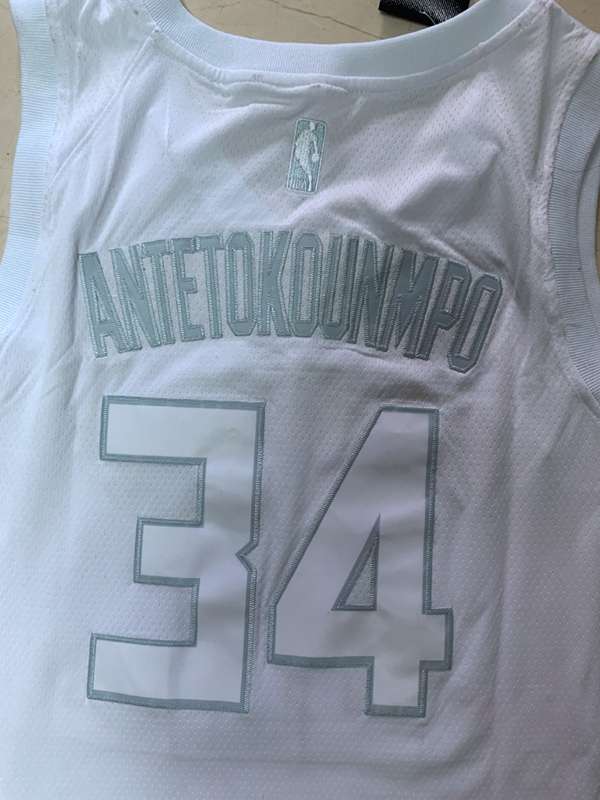 Milwaukee Bucks 2020 White #34 ANTETOKOUNMPO MVP Basketball Jersey (Stitched)