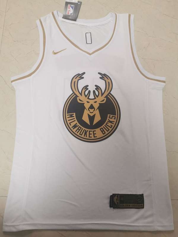 Milwaukee Bucks 2020 White Gold #34 ANTETOKOUNMPO Basketball Jersey (Stitched)