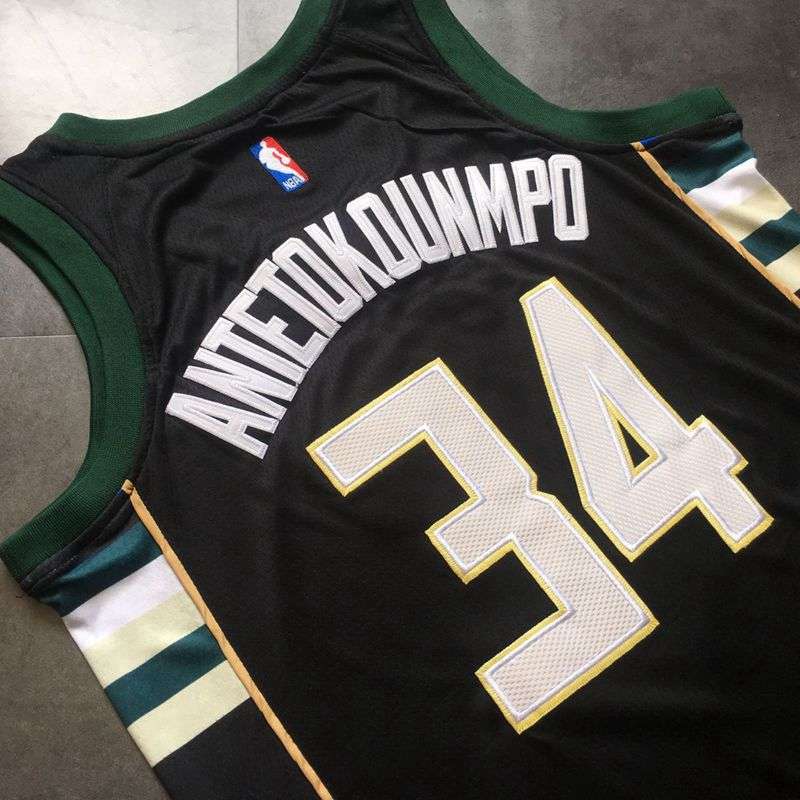 Milwaukee Bucks Black #34 ANTETOKOUNMPO Basketball Jersey (Closely Stitched)