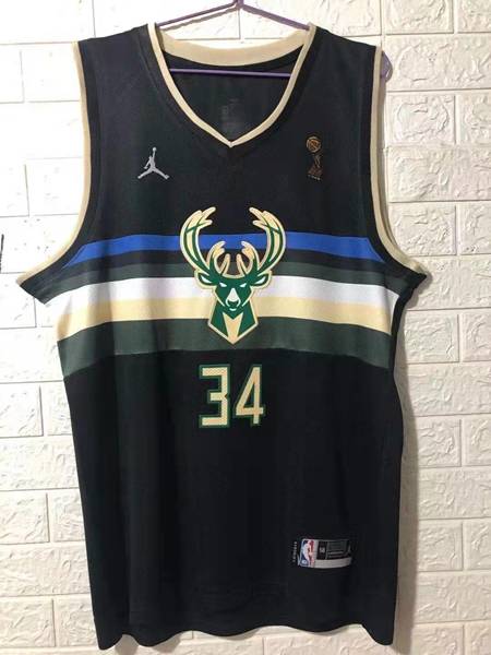 20/21 Milwaukee Bucks Black #34 ANTETOKOUNMPO AJ City Basketball Jersey (Stitched)