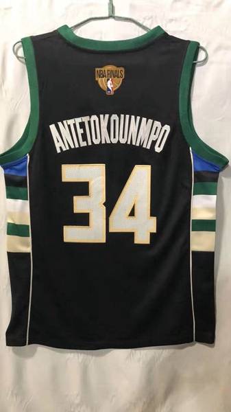 20/21 Milwaukee Bucks Black #34 ANTETOKOUNMPO Champion Basketball Jersey (Stitched)