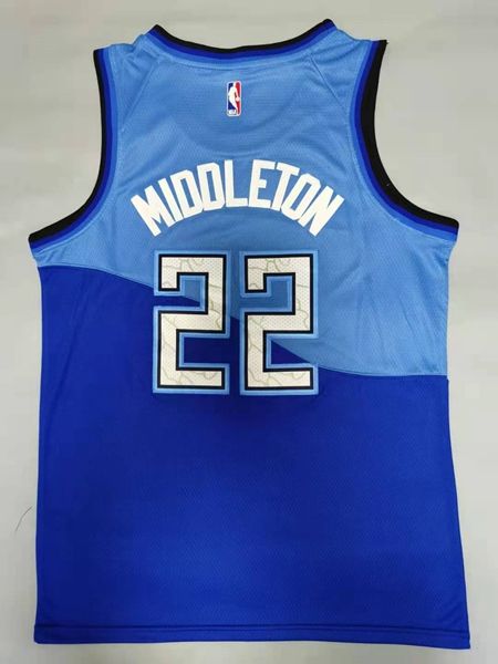 20/21 Milwaukee Bucks Blue #22 MIDDLETON City Basketball Jersey (Stitched)