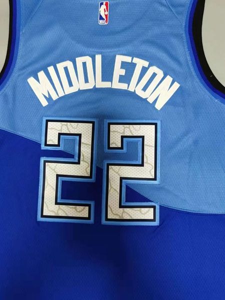 20/21 Milwaukee Bucks Blue #22 MIDDLETON City Basketball Jersey (Stitched)