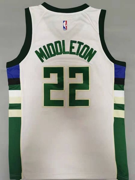 20/21 Milwaukee Bucks White #22 MIDDLETON Basketball Jersey (Stitched)