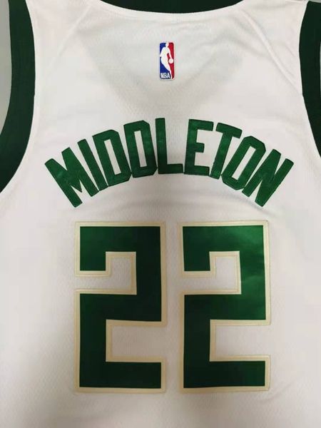 20/21 Milwaukee Bucks White #22 MIDDLETON Basketball Jersey (Stitched)