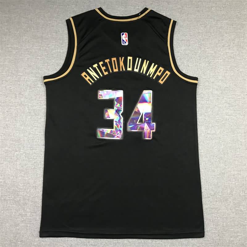 Milwaukee Bucks 21/22 Black #34 ANTETOKOUNMPO Basketball Jersey (Stitched)