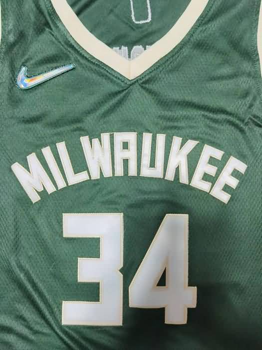 Milwaukee Bucks 21/22 Green #34 ANTETOKOUNMPO Basketball Jersey (Stitched)