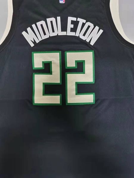 Milwaukee Bucks Black #22 MIDDLETON Basketball Jersey (Stitched)