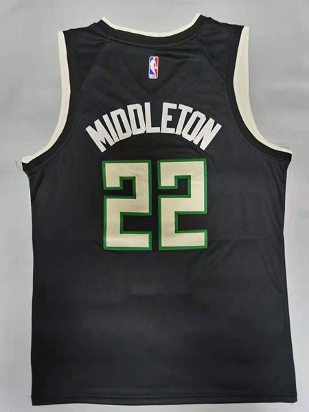 Milwaukee Bucks Black #22 MIDDLETON Basketball Jersey (Stitched)