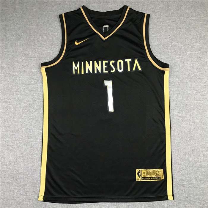 Minnesota Timberwolves 20/21 Black Gold #1 EDWARDS Basketball Jersey (Stitched)