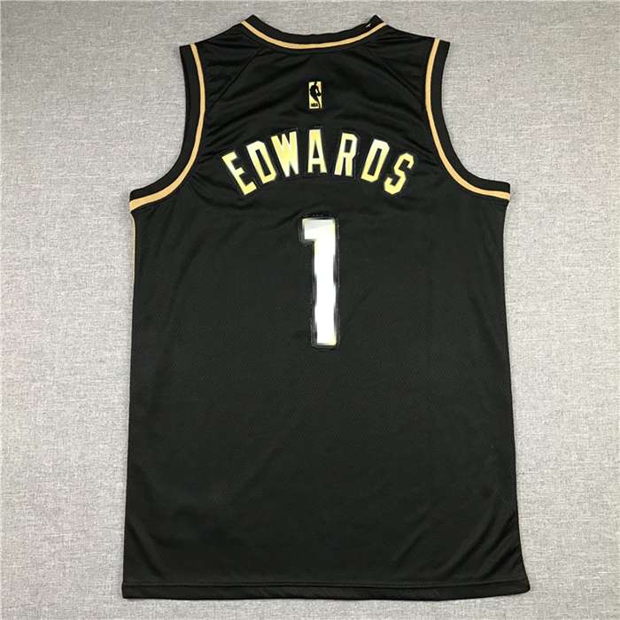 Minnesota Timberwolves 20/21 Black Gold #1 EDWARDS Basketball Jersey (Stitched)