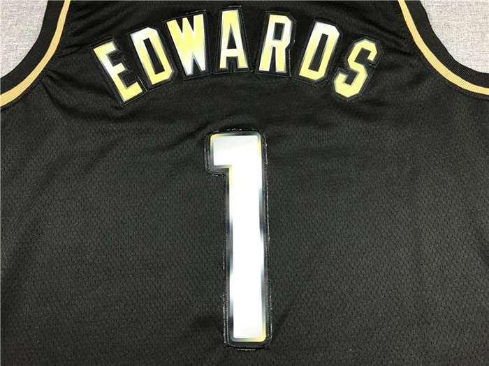 Minnesota Timberwolves 20/21 Black Gold #1 EDWARDS Basketball Jersey (Stitched)