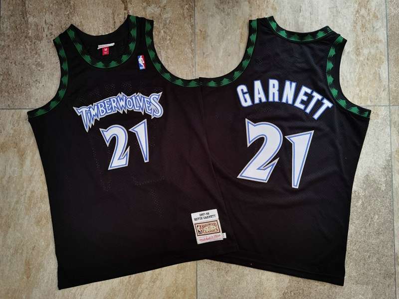 Minnesota Timberwolves 1997/98 Black #21 GARNETT Classics Basketball Jersey (Closely Stitched)