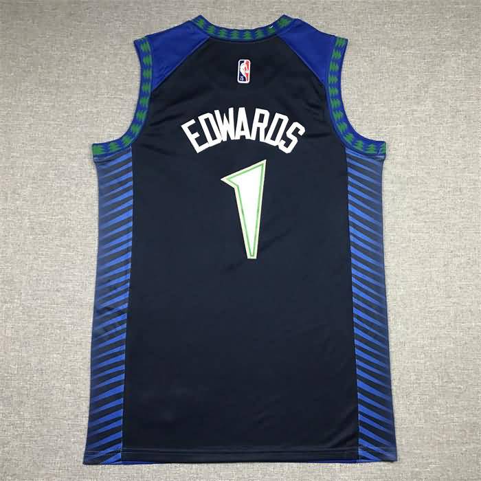 Minnesota Timberwolves 21/22 Blue #1 EDWARDS City Basketball Jersey (Stitched)