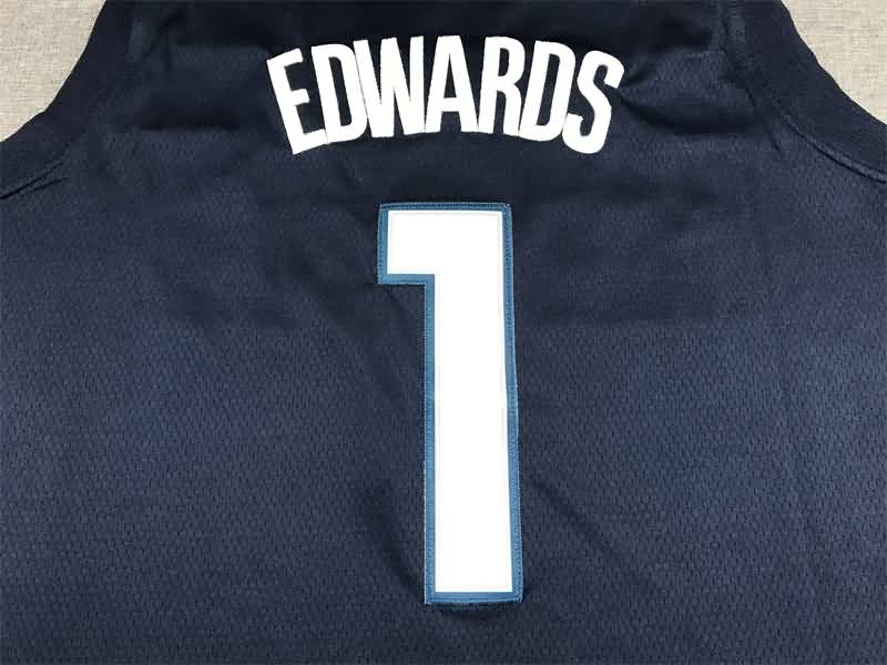 Minnesota Timberwolves 21/22 Dark Blue #1 EDWARDS Basketball Jersey (Stitched)