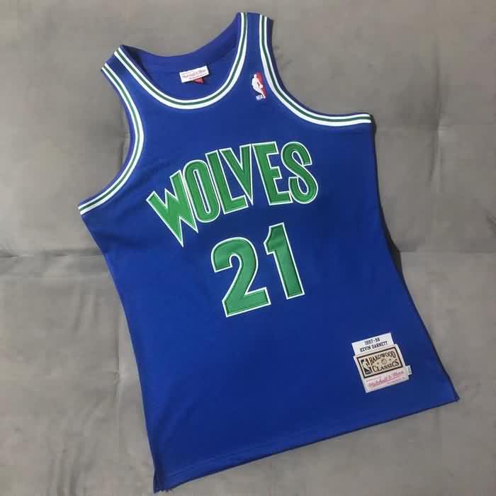 Minnesota Timberwolves 1995/96 Blue #21 GARNETT Classics Basketball Jersey (Closely Stitched)