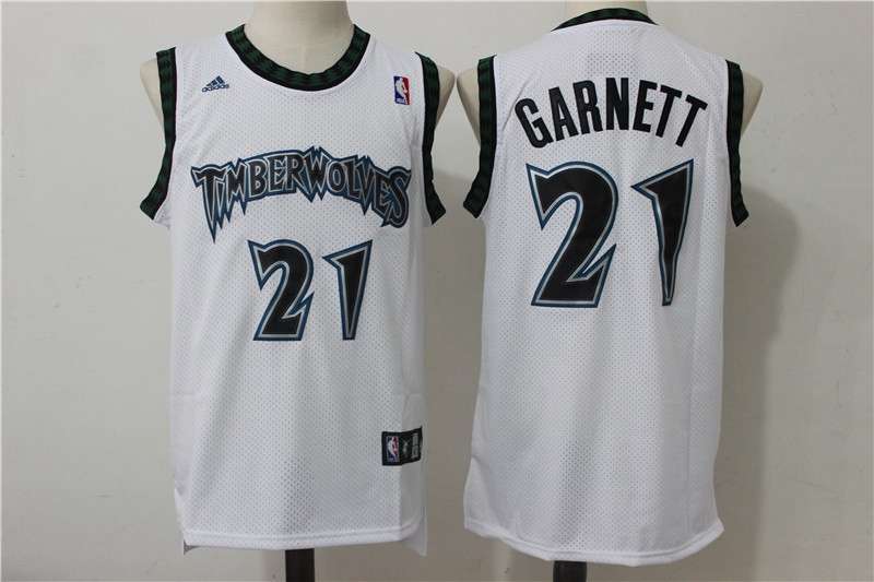 Minnesota Timberwolves White #21 GARNETT Classics Basketball Jersey (Stitched)