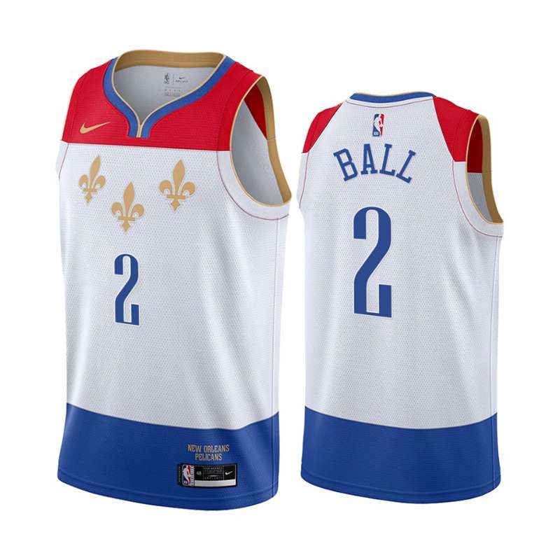 New Orleans Pelicans 20/21 White #2 BALL City Basketball Jersey (Stitched)