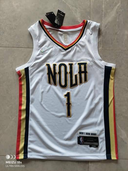 New Orleans Pelicans 21/22 White #1 WILLIAMSON Basketball Jersey (Stitched)