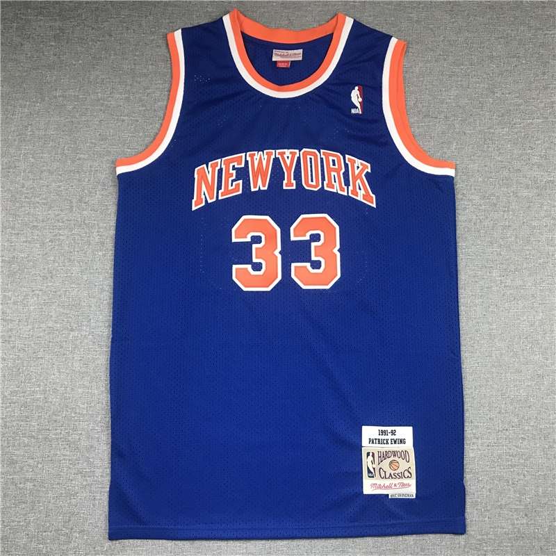 New York Knicks 1991/92 Blue #33 EWING Classics Basketball Jersey (Stitched)