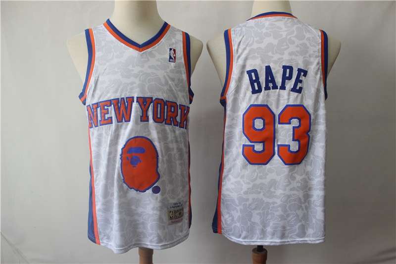 New York Knicks White #93 BAPE Classics Basketball Jersey (Stitched)