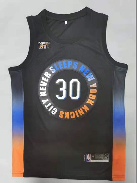 20/21 New York Knicks Black #30 RANDLE Champion Basketball Jersey (Stitched)