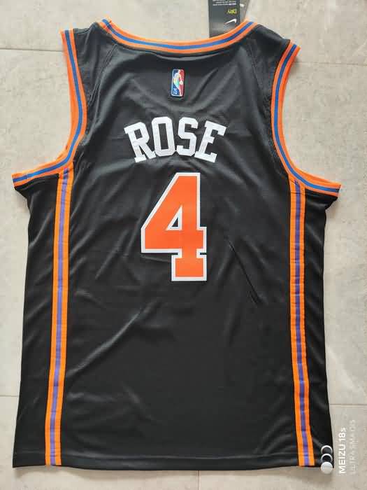 New York Knicks 21/22 Black #4 ROSE Basketball Jersey (Stitched)