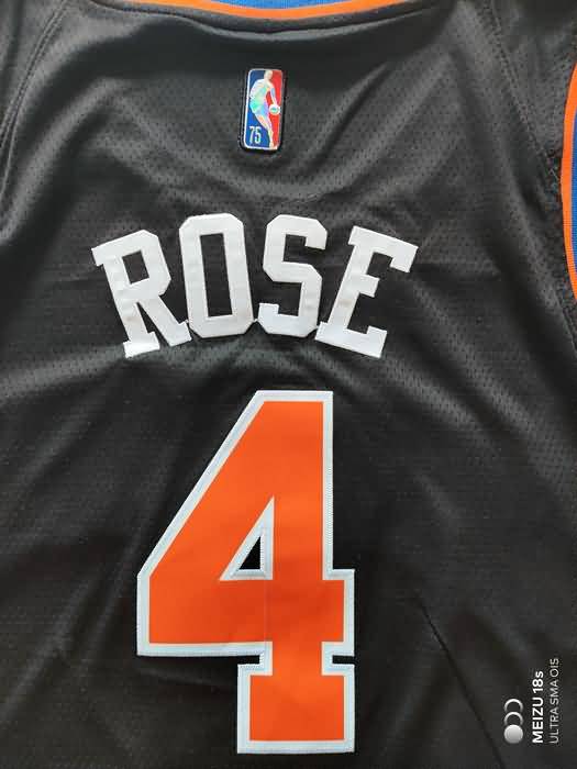 New York Knicks 21/22 Black #4 ROSE Basketball Jersey (Stitched)