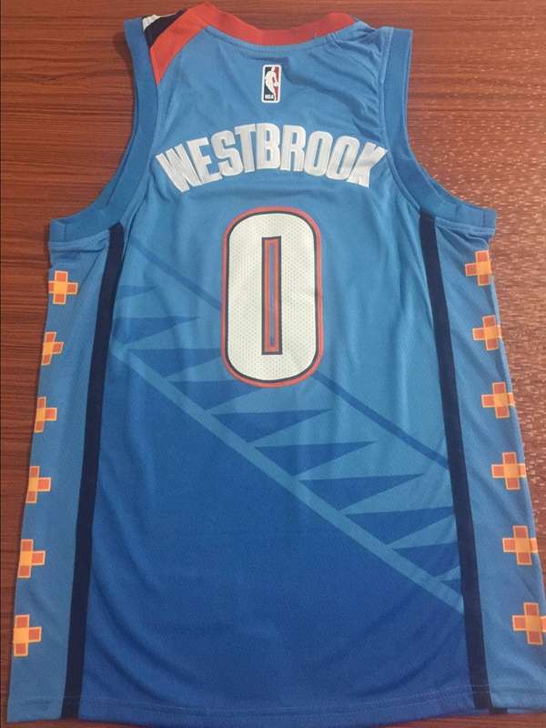 Oklahoma City Thunder Blue #0 WESTBROOK City Basketball Jersey (Stitched)