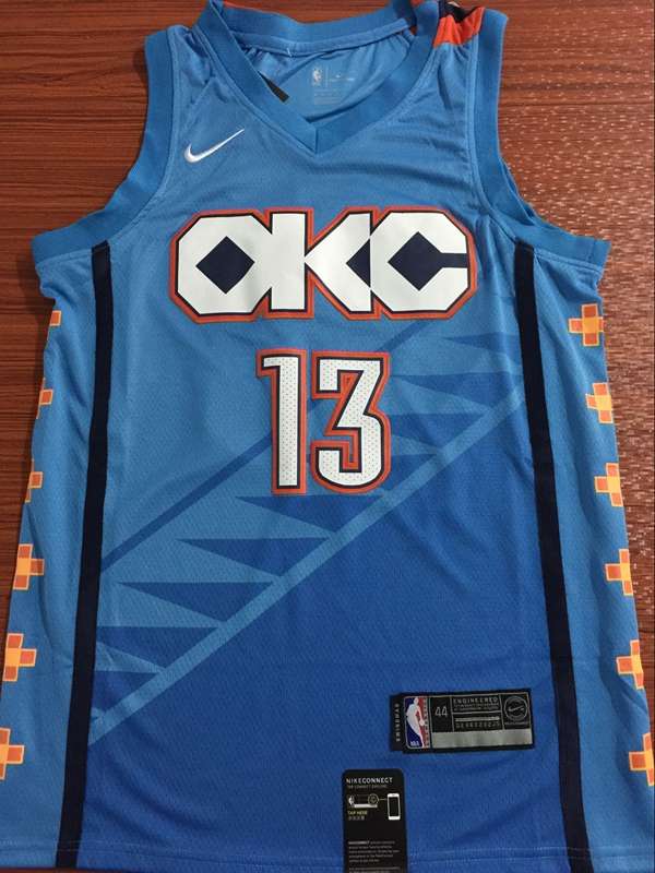 Oklahoma City Thunder Blue #13 GEORGE City Basketball Jersey (Stitched)