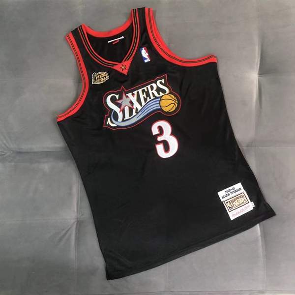 Philadelphia 76ers 2000/01 Black #3 IVERSON Finals Classics Basketball Jersey (Closely Stitched)