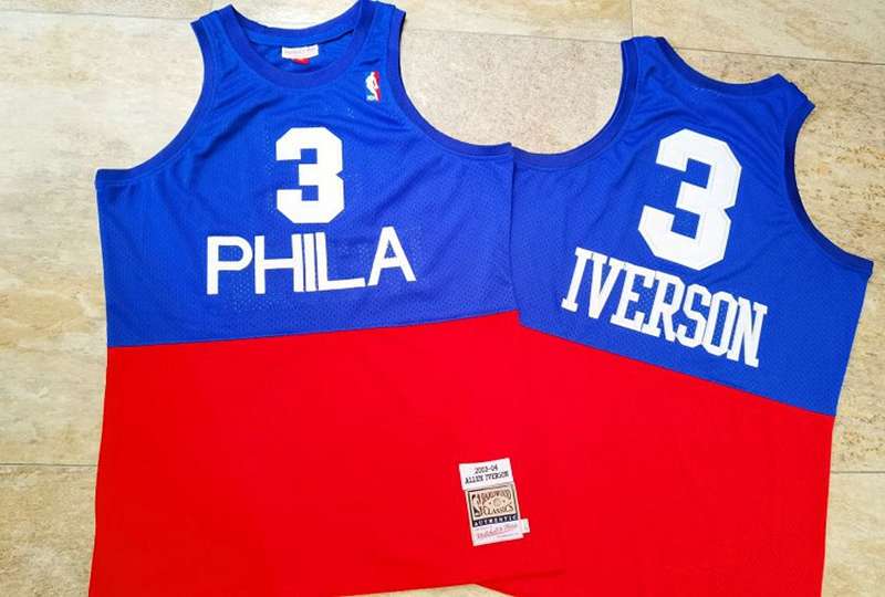 Philadelphia 76ers 2003/04 Blue Red #3 IVERSON Classics Basketball Jersey (Closely Stitched)