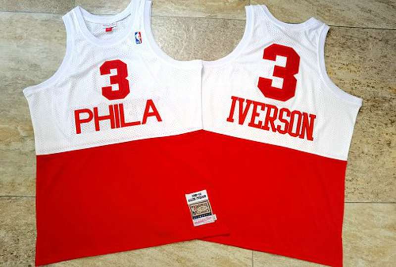 Philadelphia 76ers 2003/04 White Red #3 IVERSON Classics Basketball Jersey (Closely Stitched)
