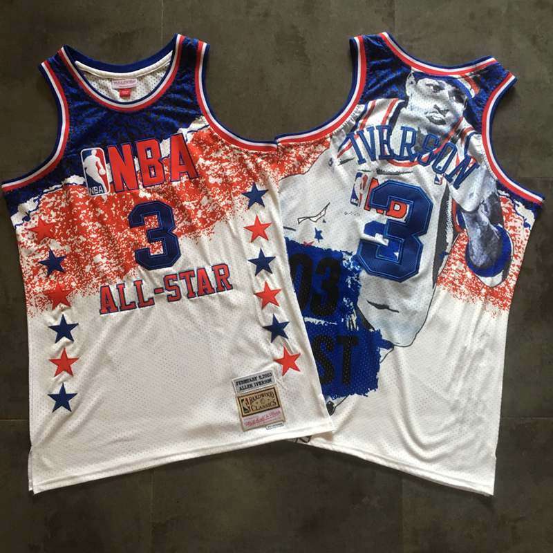 Philadelphia 76ers 2003 White #3 IVERSON ALL-STAR Classics Basketball Jersey (Closely Stitched)