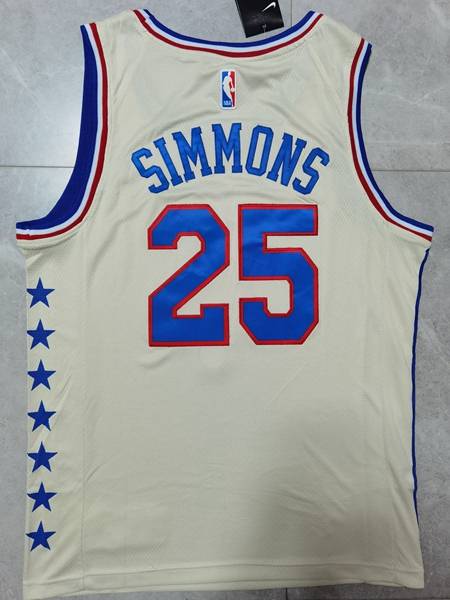 Philadelphia 76ers 20/21 Cream #25 SIMMONS Basketball Jersey (Stitched)