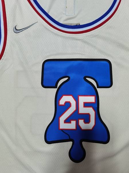Philadelphia 76ers 20/21 Cream #25 SIMMONS Basketball Jersey (Stitched)