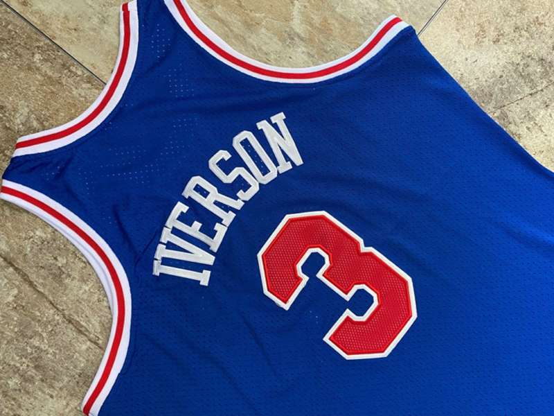 Philadelphia 76ers 1996/97 Blue #3 IVERSON Classics Basketball Jersey (Closely Stitched)