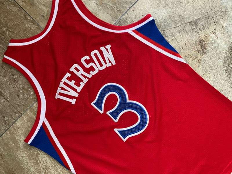 Philadelphia 76ers 1996/97 Red #3 IVERSON Classics Basketball Jersey (Closely Stitched)