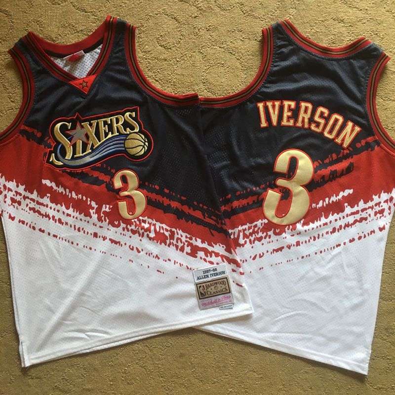 Philadelphia 76ers 1997/98 Black White #3 IVERSON Classics Basketball Jersey (Closely Stitched)